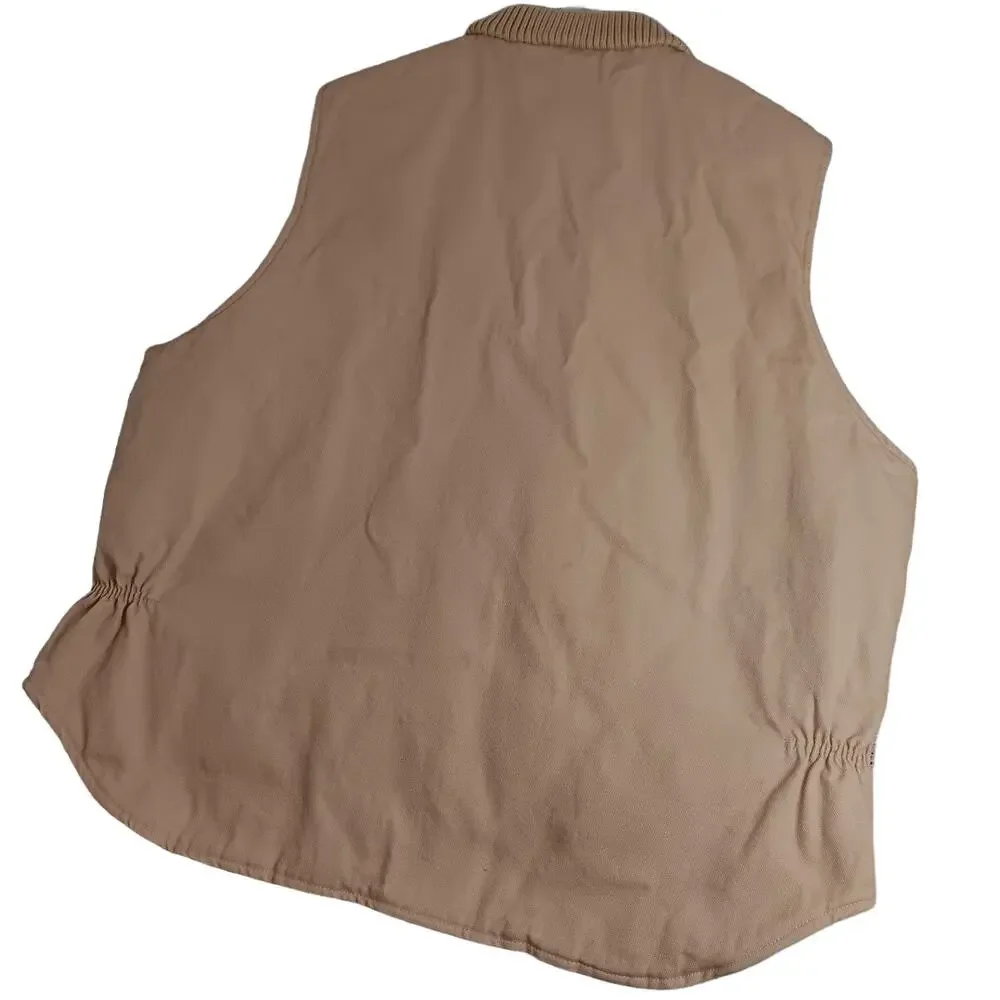Tri-Mountain Canvas Vest Mens XL Tan Diamond‎ Quilt Lined Zip Outdoors Utility